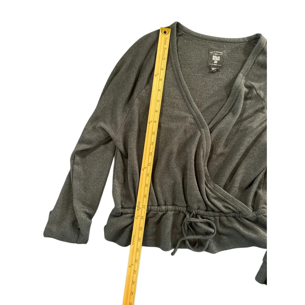Billabong Women's Charcoal Wrap Knit Long Sleeve Drawstring Casual Top - Picture 4 of 5